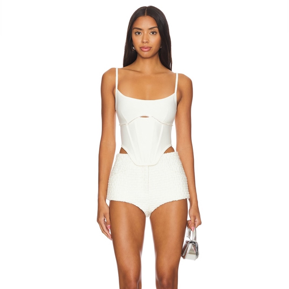 NWT Xs white corset w/ rhinestone detailing